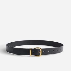 NWT Madewell Women’s The Essential Leather Belt in Black and Gold Size Small